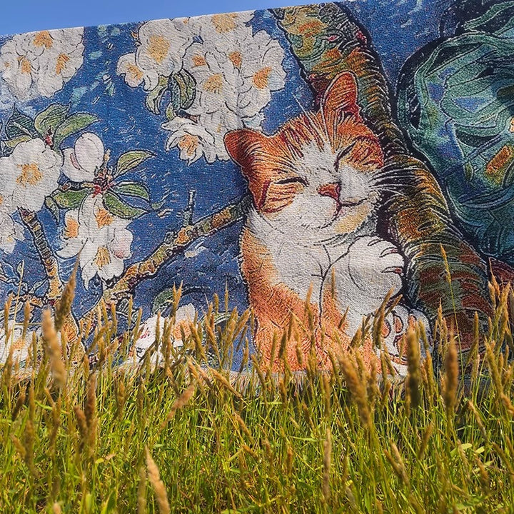 Artistic Cat-Themed Tapestry Throw Blanket