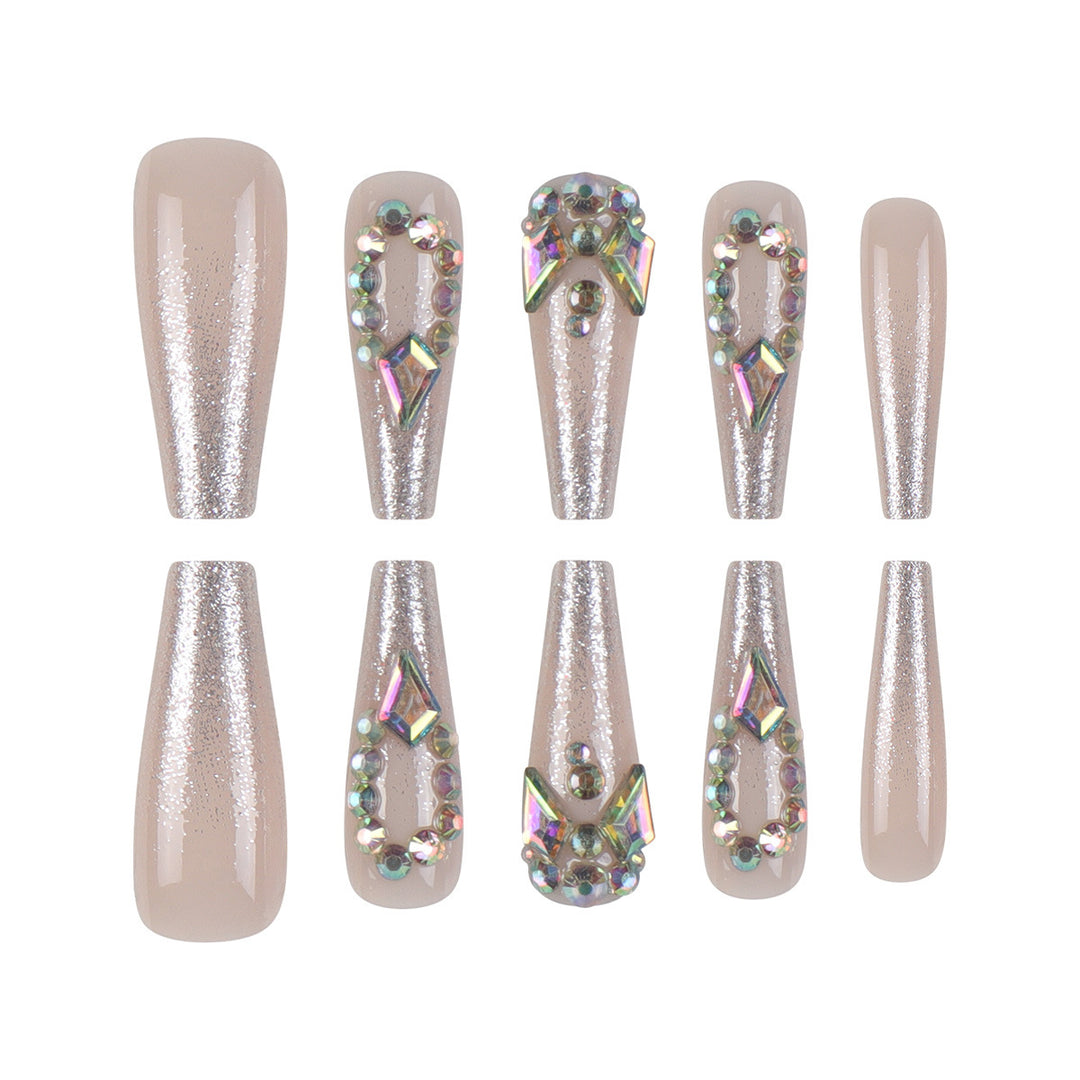 Rhinestone-Embellished Stiletto Press-On Nails Kalsten