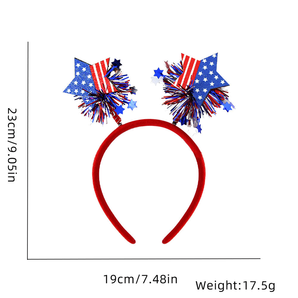 Ladies' festive hairband with pom poms, star embellishments, and glitter tinsel Kalsten