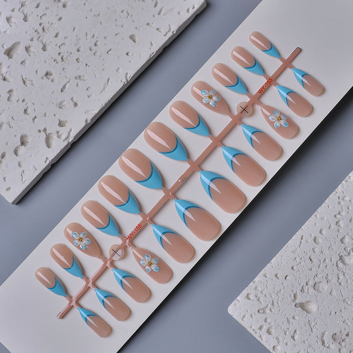 Artistic Press-On Nail Kit with Floral Accents Kalsten