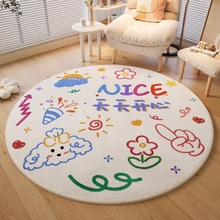 Playful Dog-Themed Round Area Rug