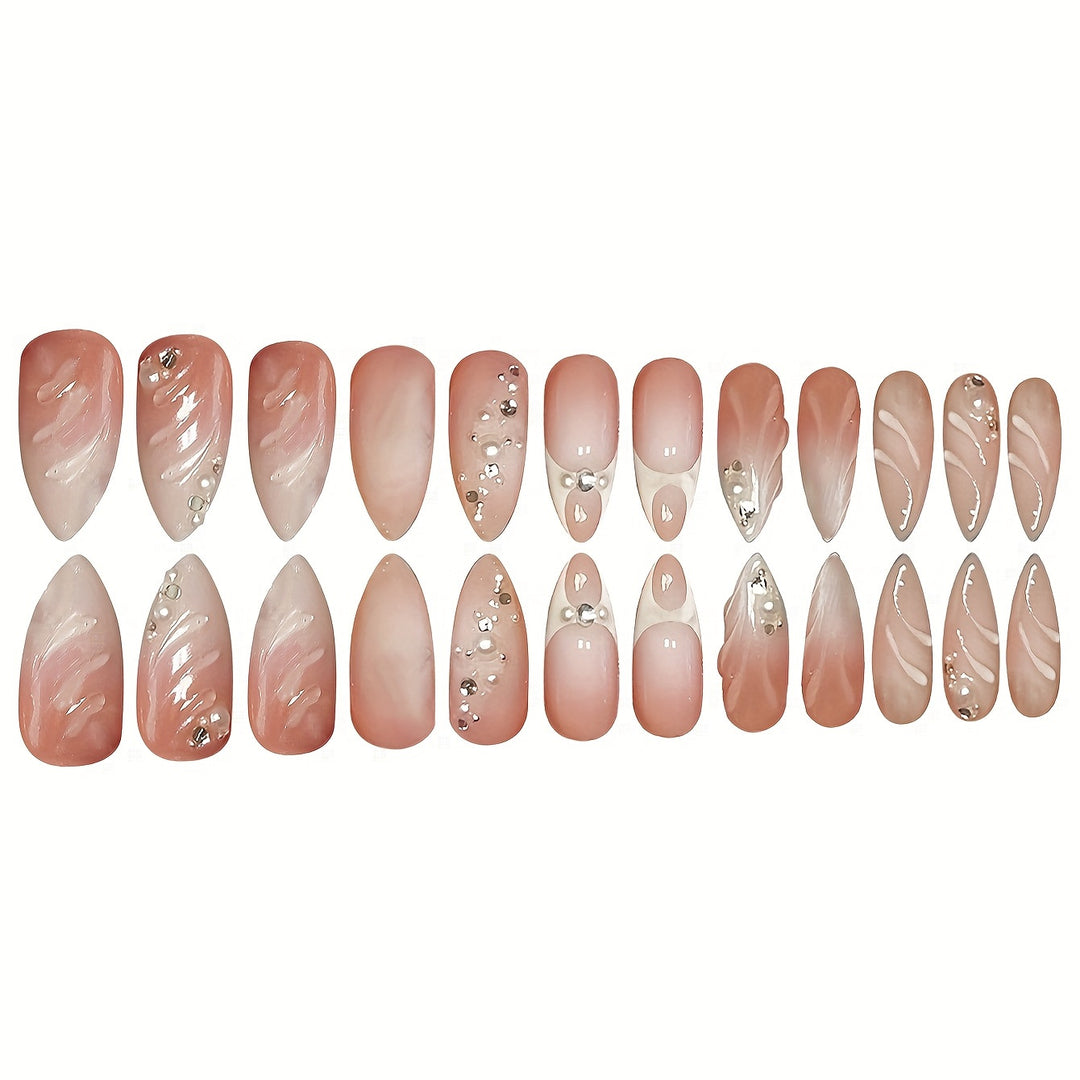 Premium Rhinestone-Embellished Stiletto Press-On Nails Kalsten