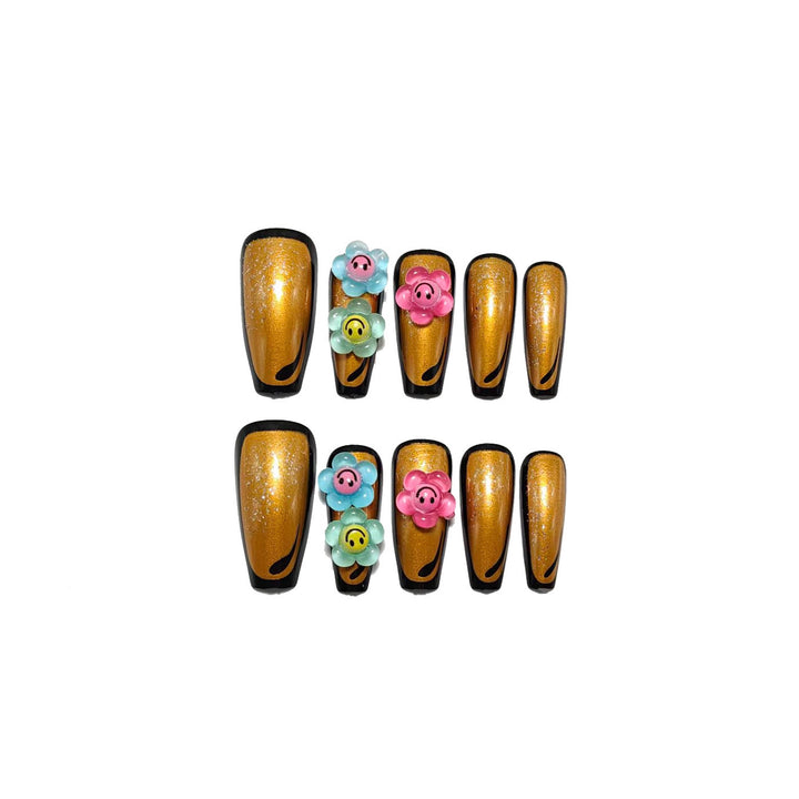 Artificial nails with floral 3D applications Kalsten