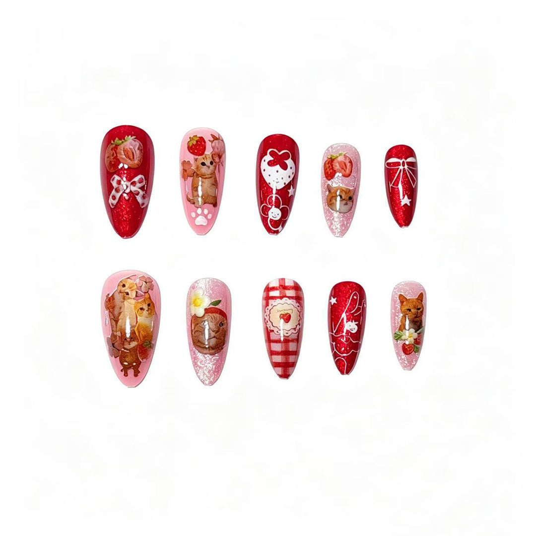Cat-Themed Artistic Press-On Nail Set Kalsten