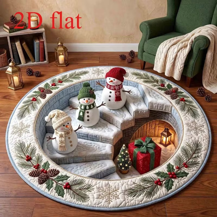 3D Holiday Themed Round Area Rug