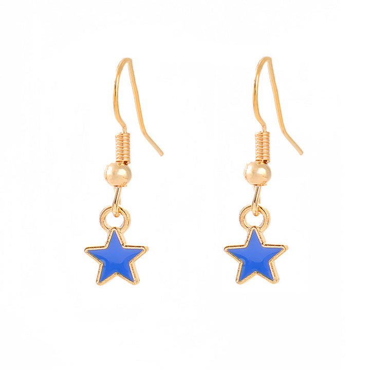 Ladies enamel earrings horseshoe with star stripe motif Kalsten