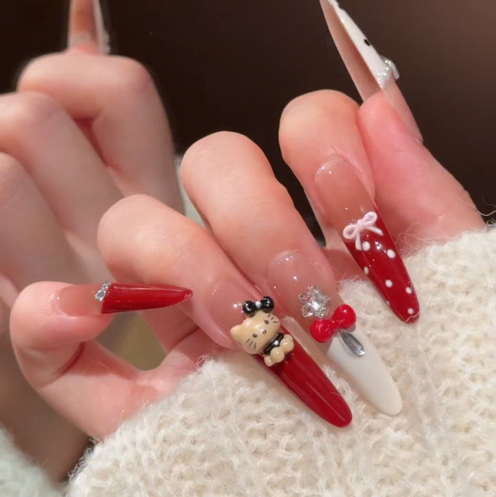Artistic Press-On Nail Set with Holiday Designs Kalsten