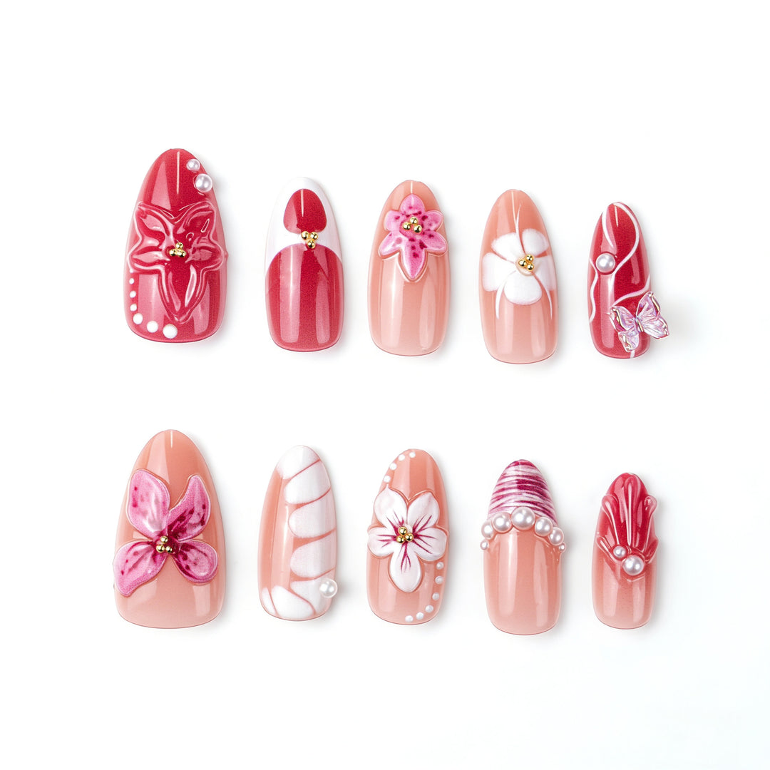 Elegant artificial nails with floral designs Kalsten