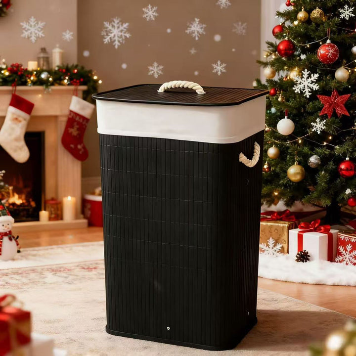 High-quality bamboo laundry container with lid Kalsten