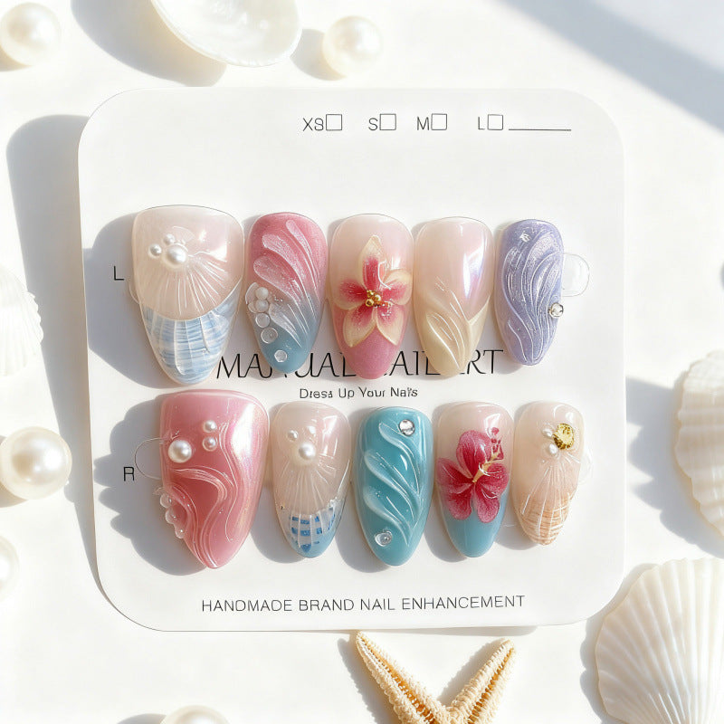 Artistic Floral-Embellished Press-On Nail Art Set