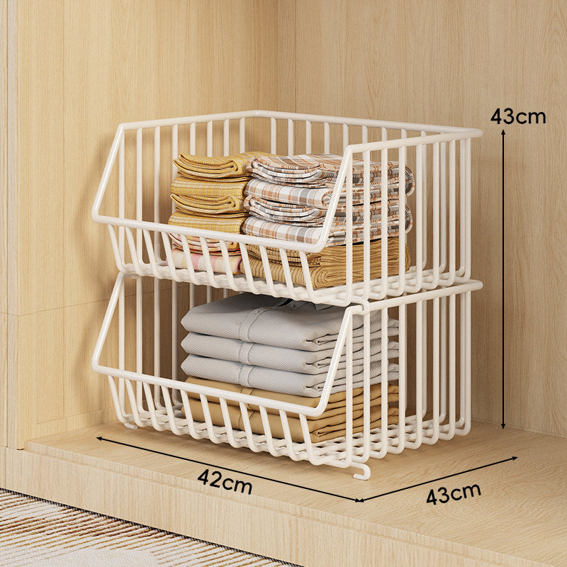 Three-Tier Stackable Wire Closet Basket Organizer