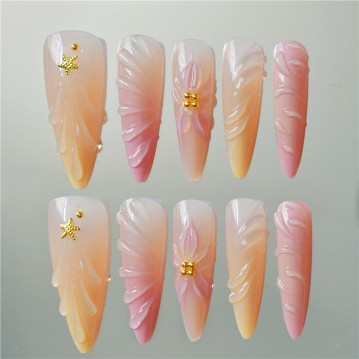 Floral 3D Decorative Press-On Nail Art Kalsten
