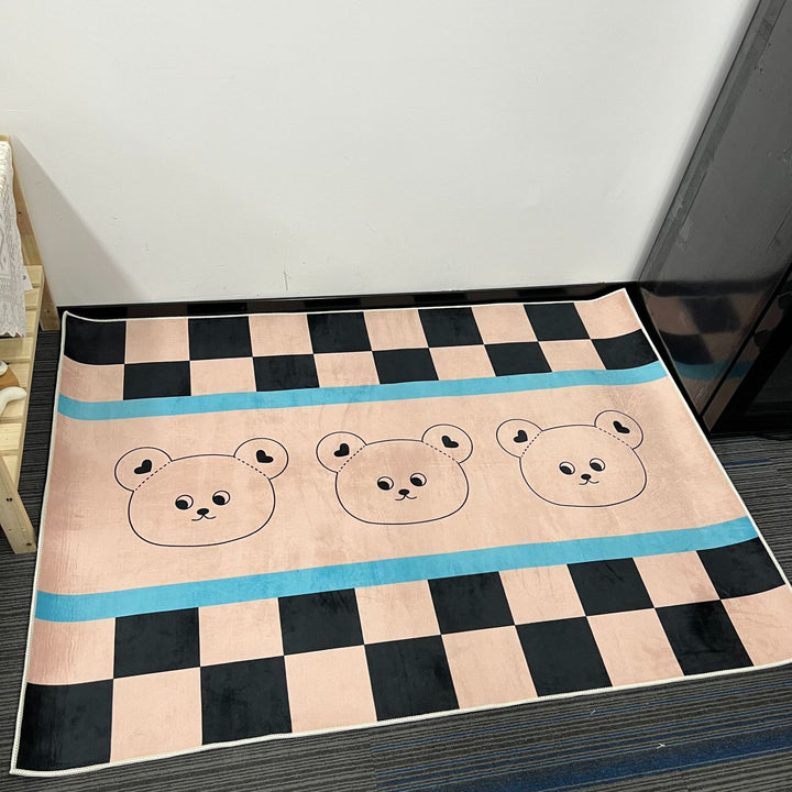 Round Educational Baby Play Rug with Alphabet Border and Bear Illustration