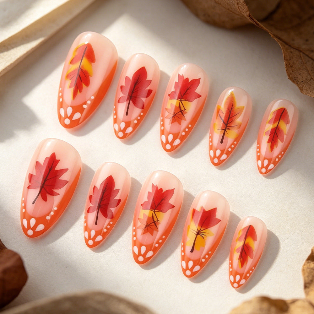 Autumn-Themed Gel Nail Extensions Kalsten