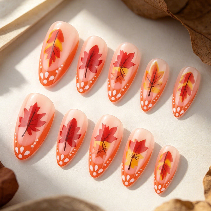 Autumn-Themed Gel Nail Extensions Kalsten