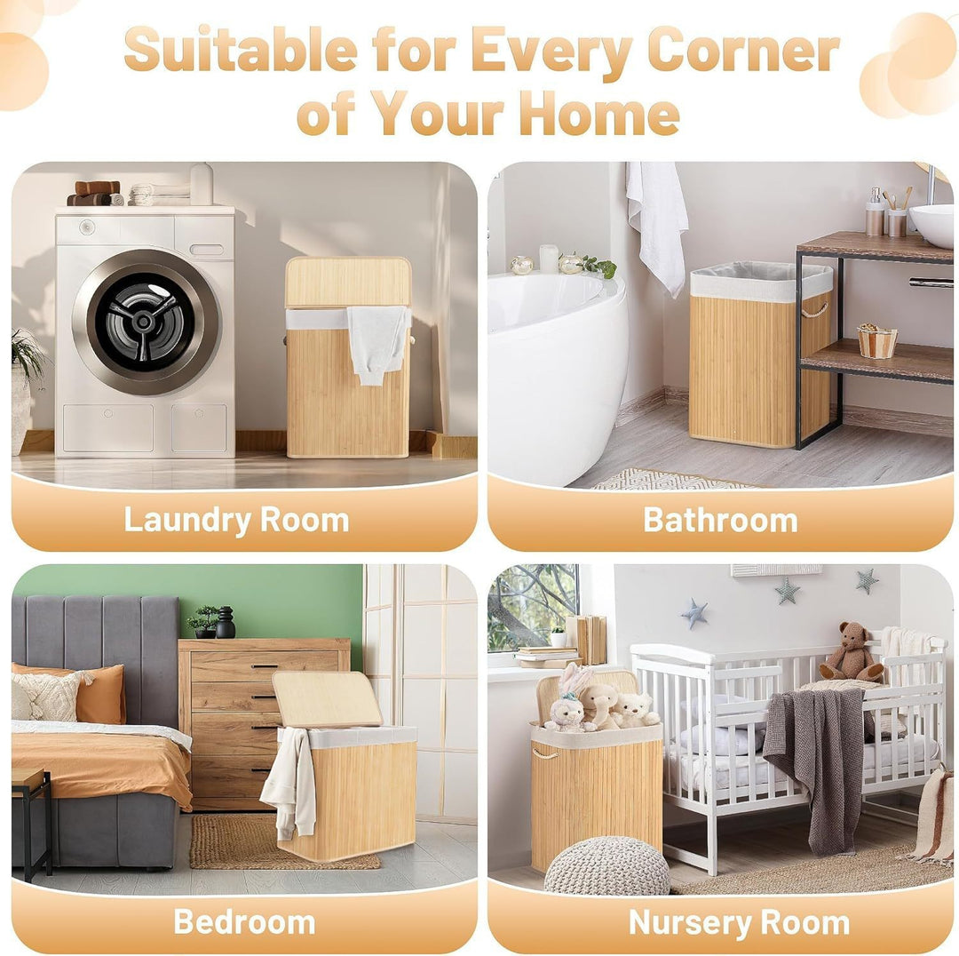Large laundry basket with two compartments and removable lid Kalsten
