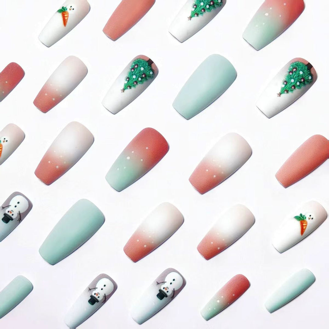 Artificial nails with winter snowman design Kalsten