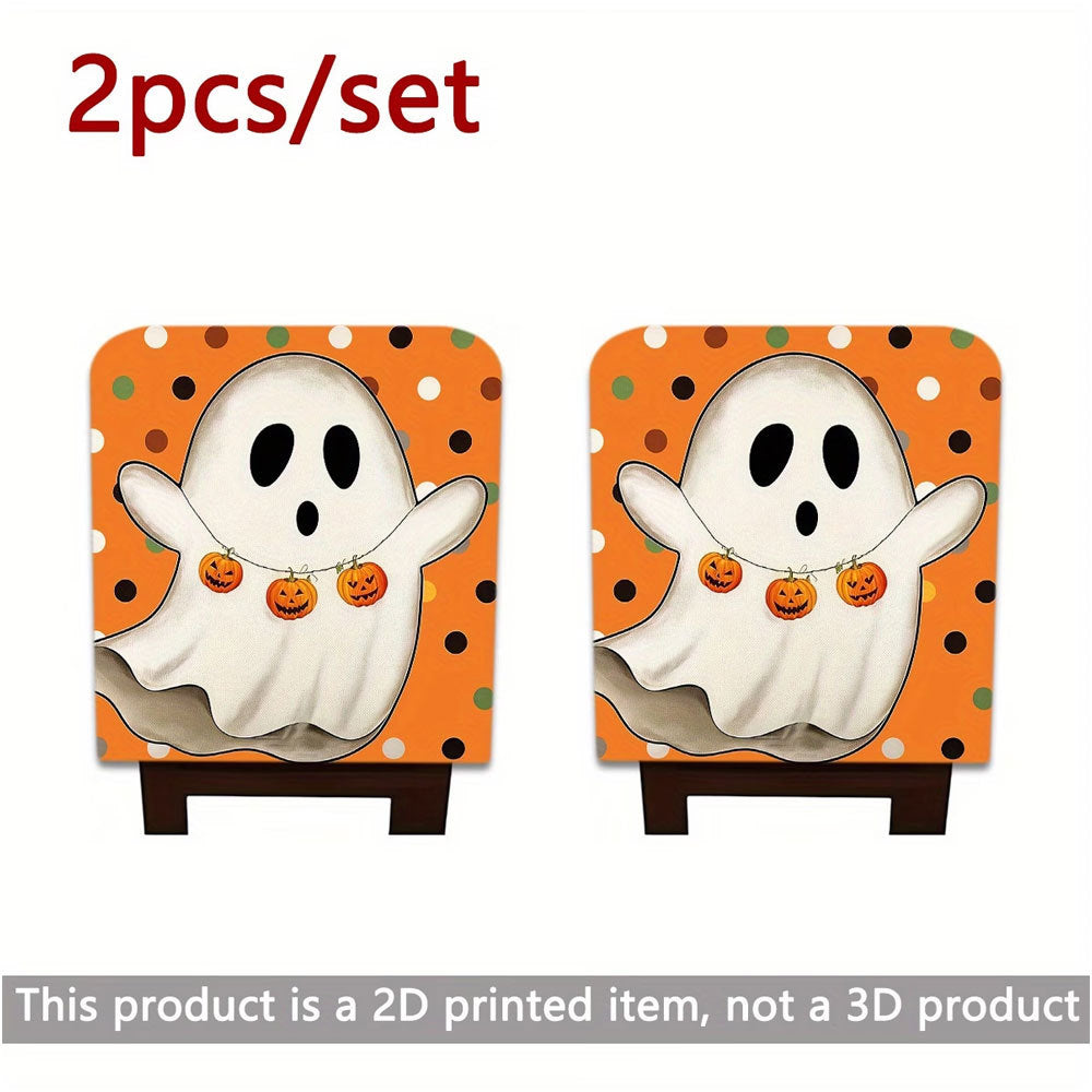 Elastic chair back covers with Halloween cat design