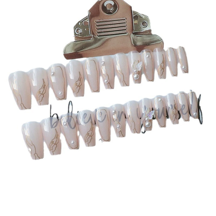 Artificial nails with elegant bows and pearl decorations Kalsten