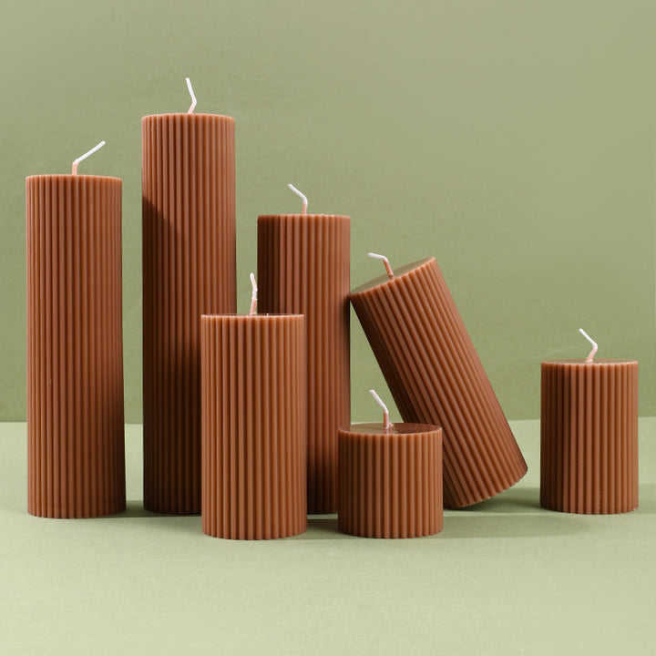 Decorative Tall Ribbed Column Candle for Home Ambience