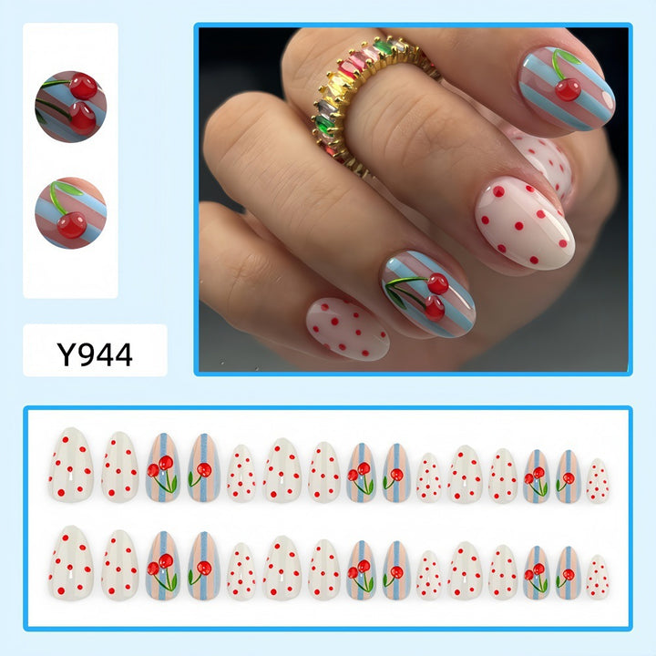 Artful Nail Art with Cherry Motifs Kalsten
