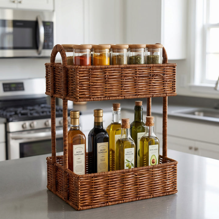 Bathroom shelf entirely made of rattan Kalsten