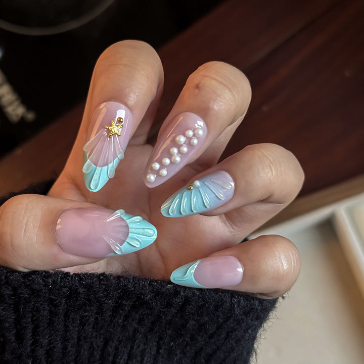 Artistic Ocean-Inspired Press-On Nail Set Kalsten