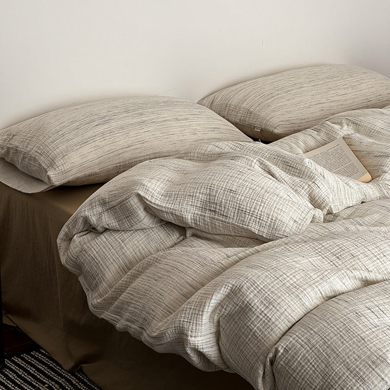 Quilt and pillow set made of breathable cotton-linen