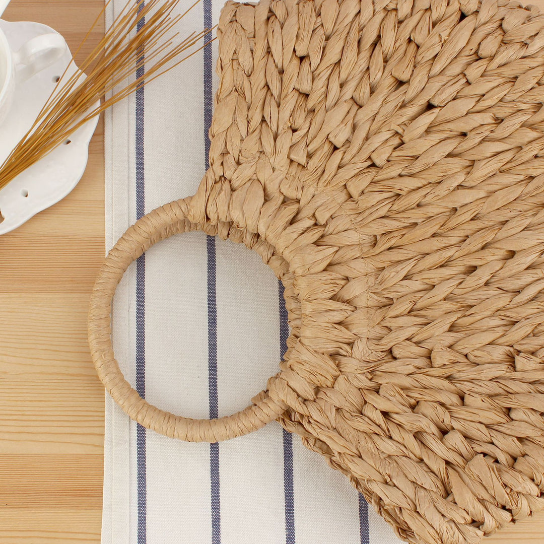 Handbag Made of Natural Bast with Creative Round Handle Kalsten