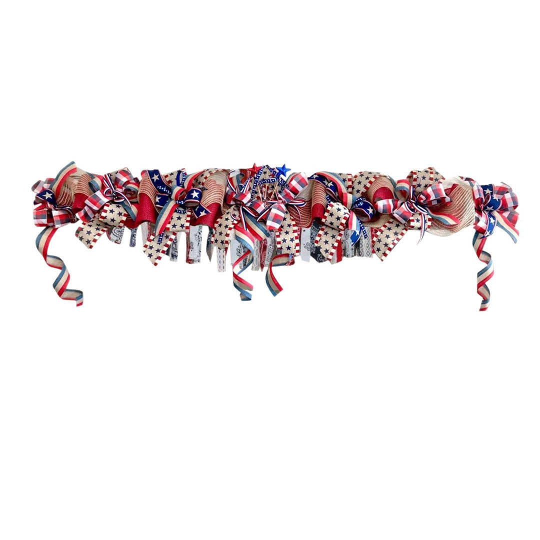 Unisex decorative garland made of jute and bows with star applications 90cm Kalsten