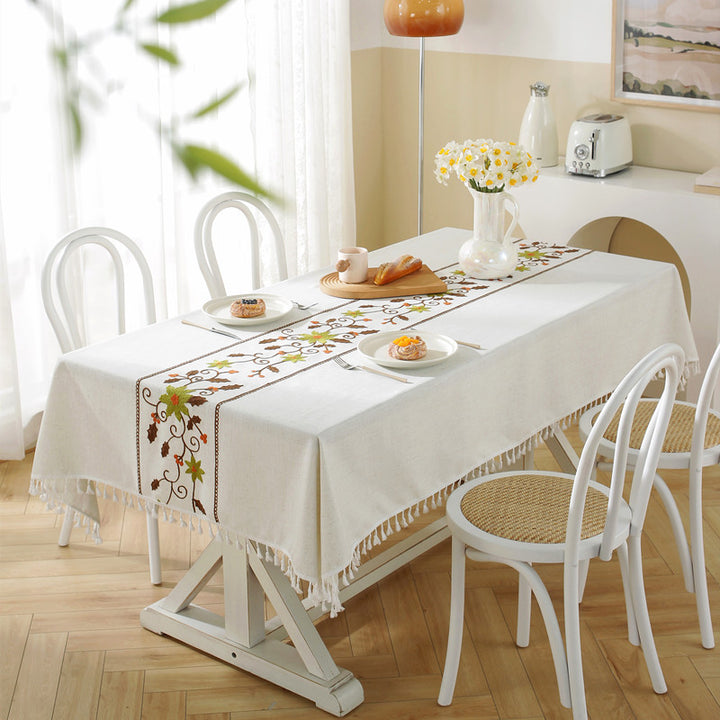 Elegant Geometric Fringe Tablecloth