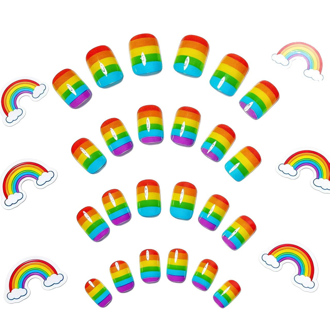 Creative Acrylic Nails in Rainbow Look Kalsten