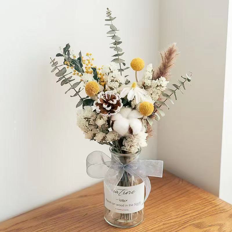 Dried Flower Bouquet Arrangement with Decorative Elements