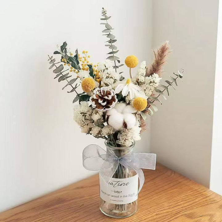 Dried Flower Bouquet Arrangement with Decorative Elements