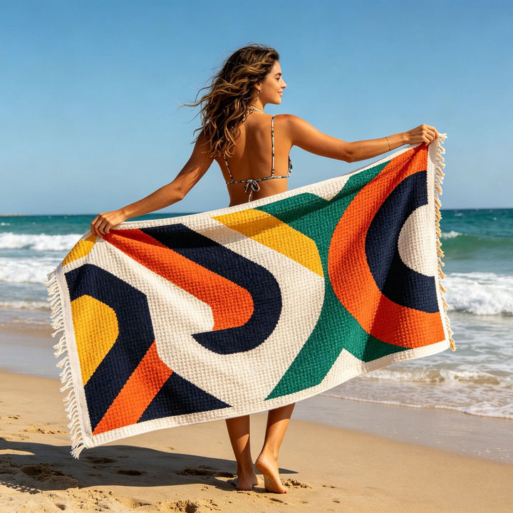 Beach towel with tropical flower pattern Kalsten