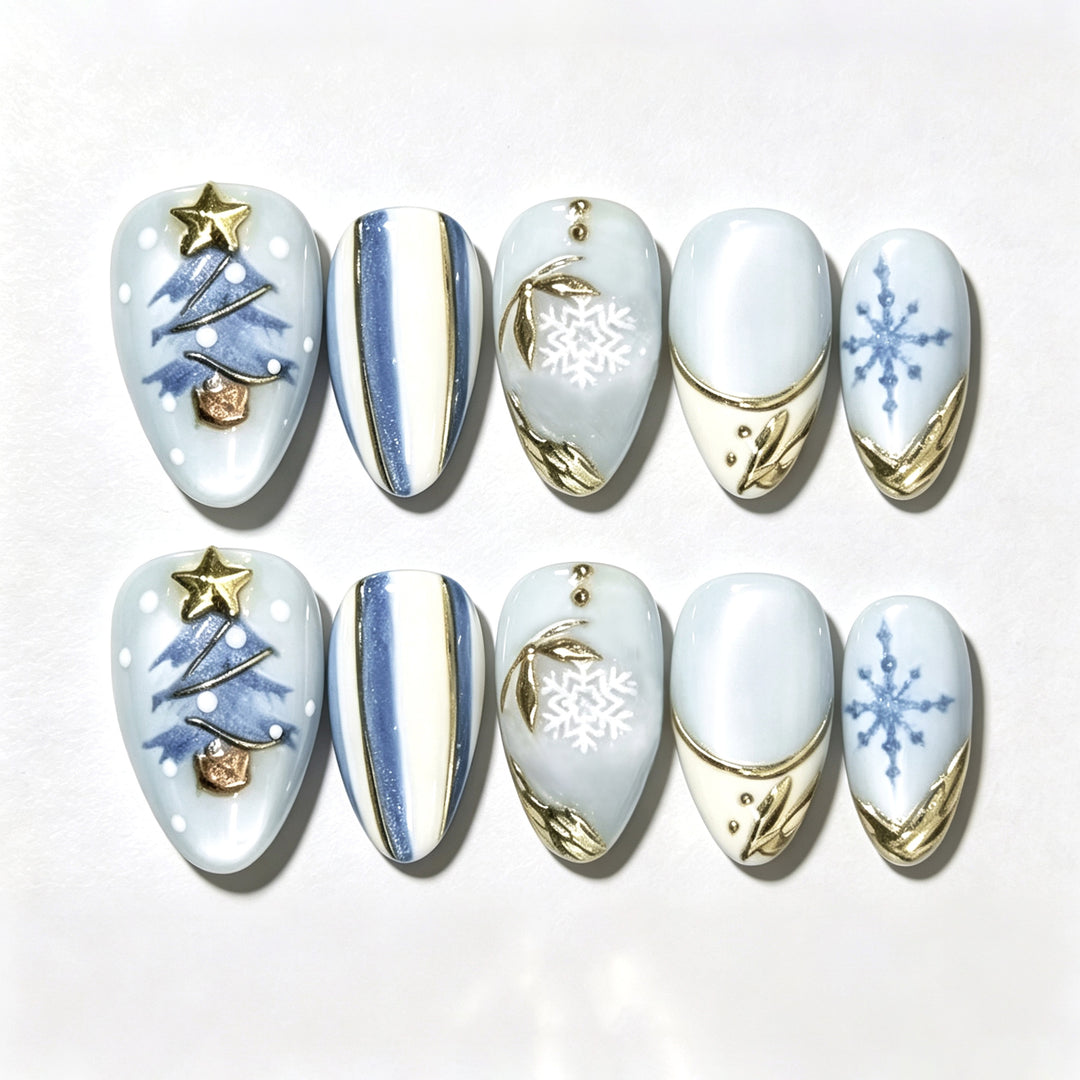 Winter-Themed Press-On Nail Set with Elegant Holiday Designs Kalsten
