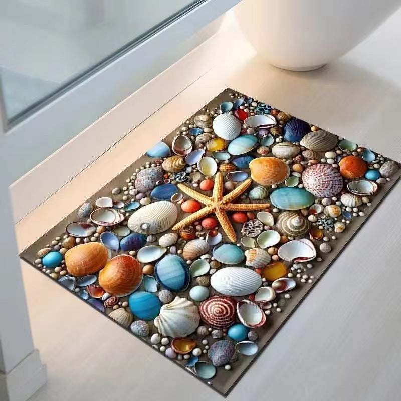 Coastal Seashell Design Bath Mat Kalsten