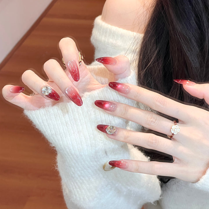 Ombre Press-On Nail Set with Crystal Accents Kalsten