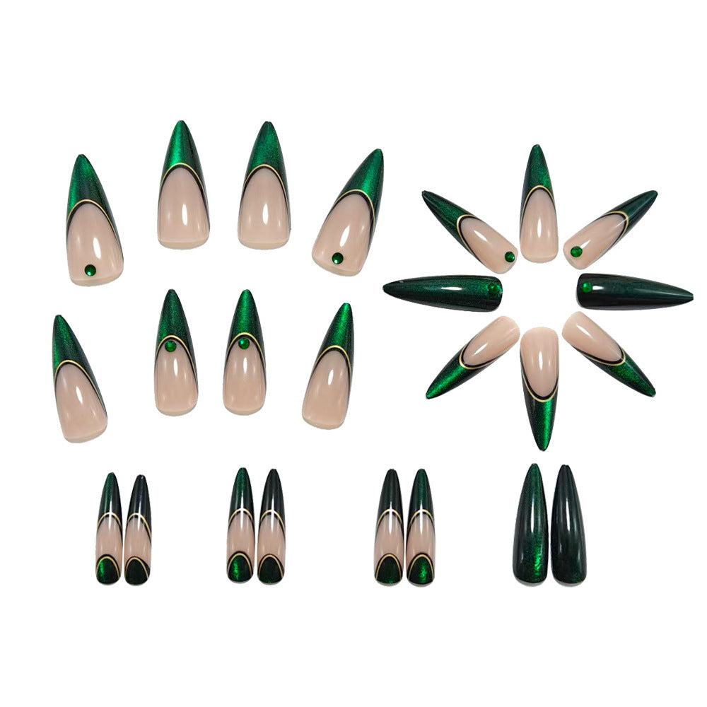 Artificial nails with elegant glitter gradient and modern accents Kalsten