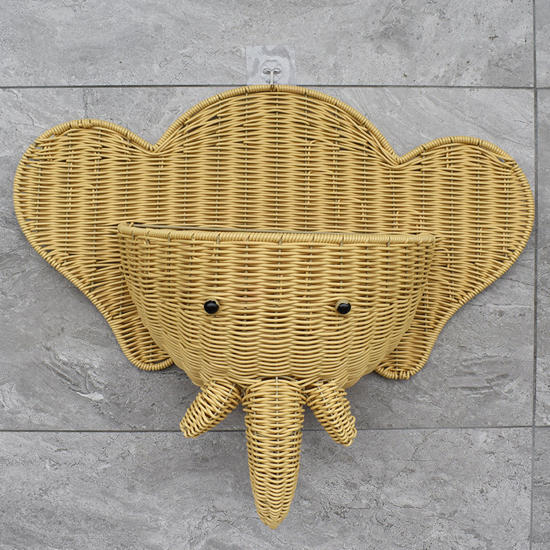 Decorative Elephant-Shaped Wall Basket Kalsten