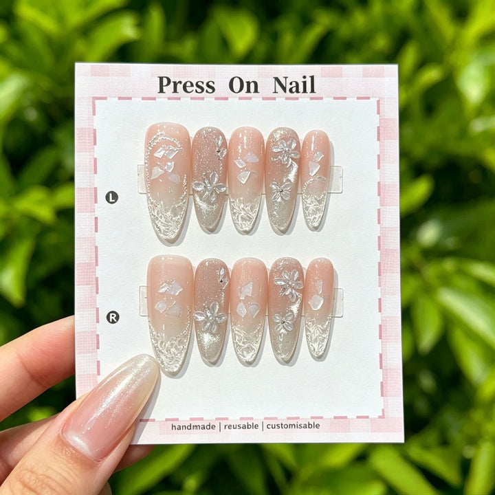 Artistic Floral Press-On Nail Set  1791773803
