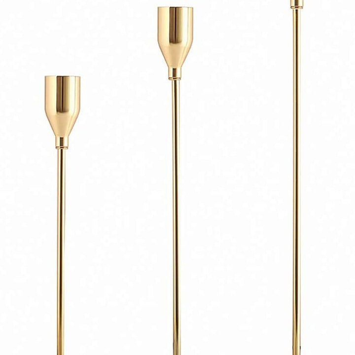 Modern Minimalist Taper Candle Holder Set with Polished Metal Finish Kalsten