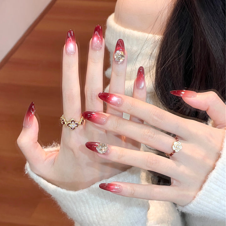 Ombre Press-On Nail Set with Crystal Accents Kalsten