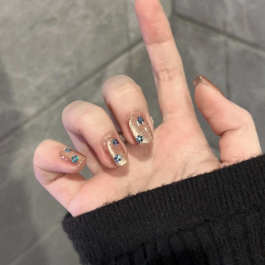 Glittering artificial nails with floral design Kalsten