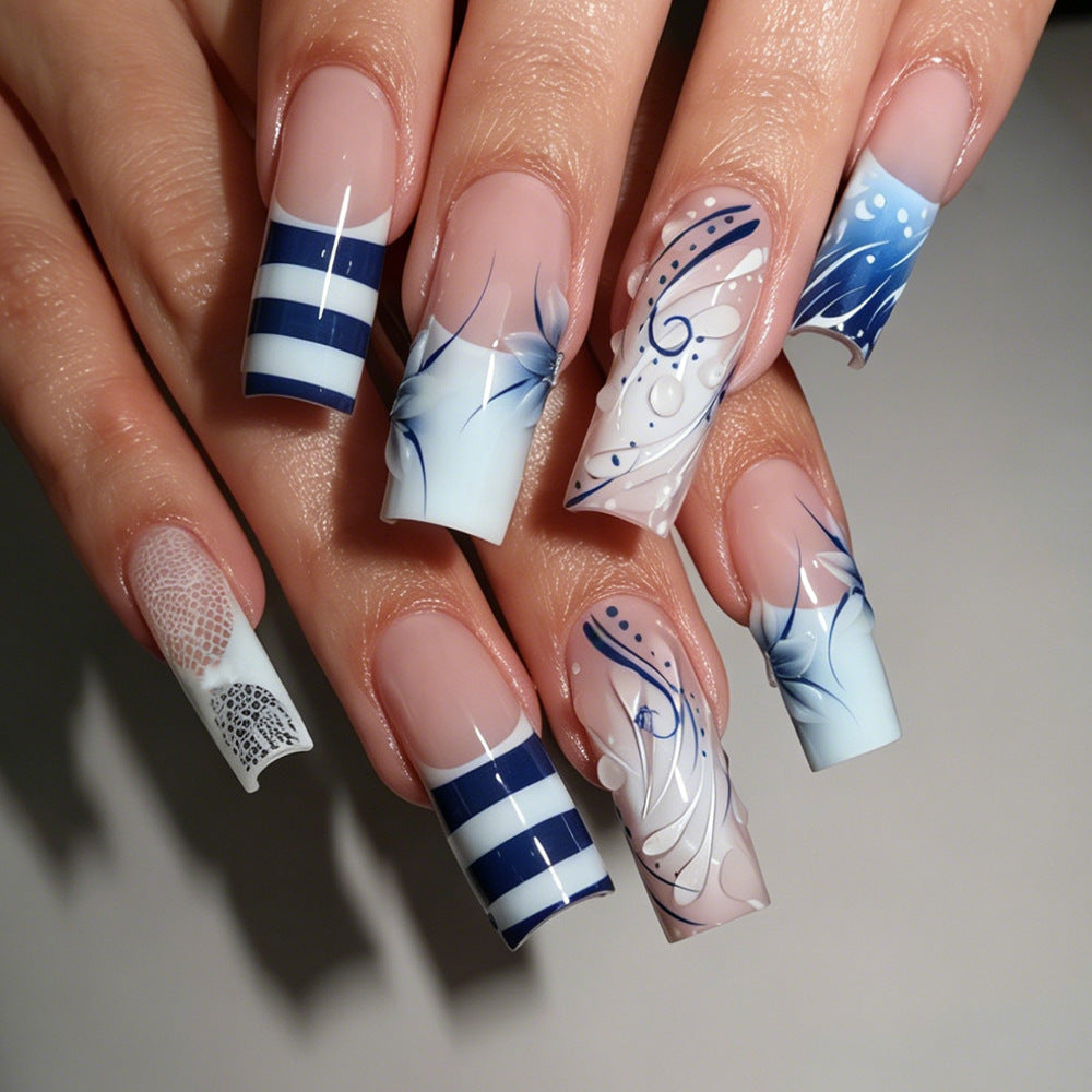 Artistic Nail Design Set with Ocean-Inspired Accents Kalsten