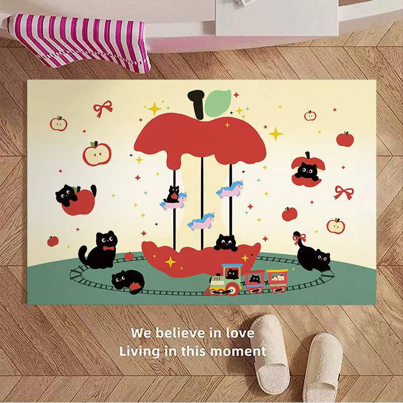 Playful Cartoon Apple-Themed Area Rug Kalsten