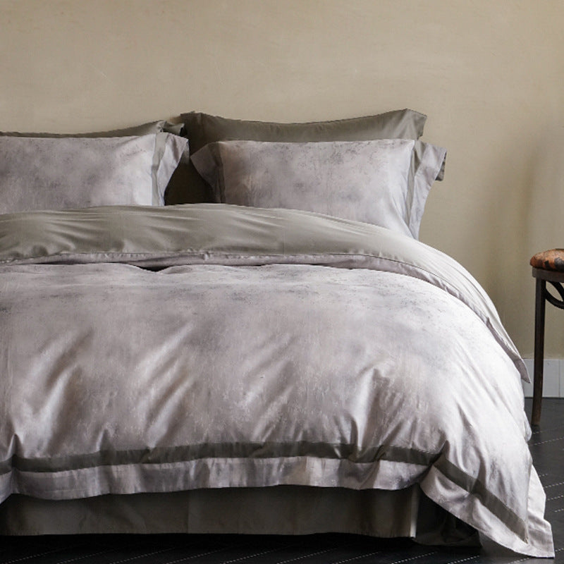 Bedding set made of soft satin with floral watercolor print