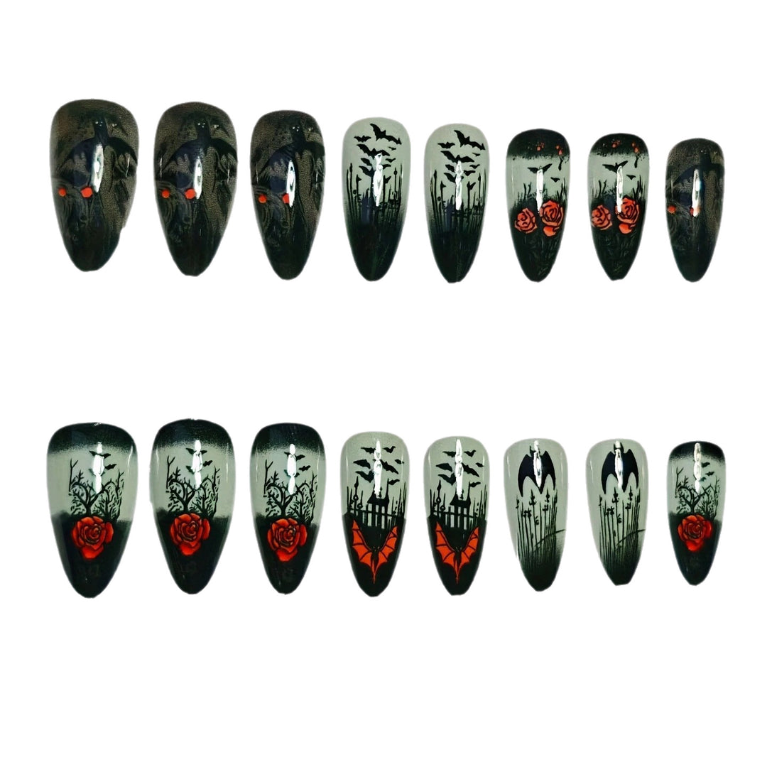 Gothic-Themed Long Stiletto Nail Art