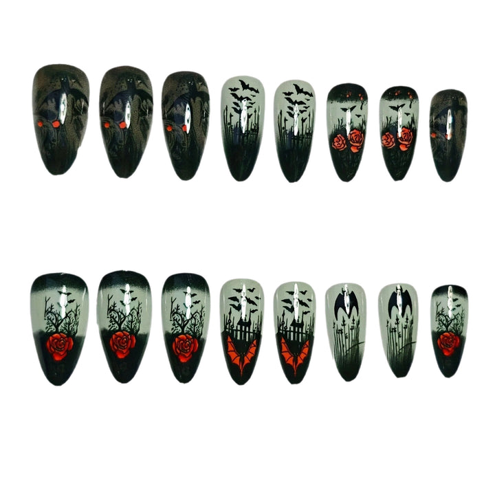 Gothic-Themed Long Stiletto Nail Art