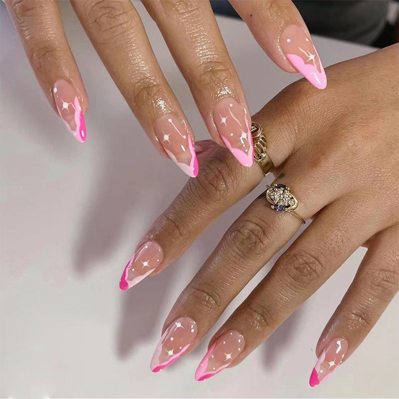 Artificial nail extensions with elegant glitter accent Kalsten